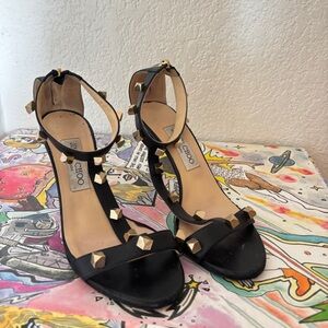 Jimmy Choo Black Heels with Gold Accents